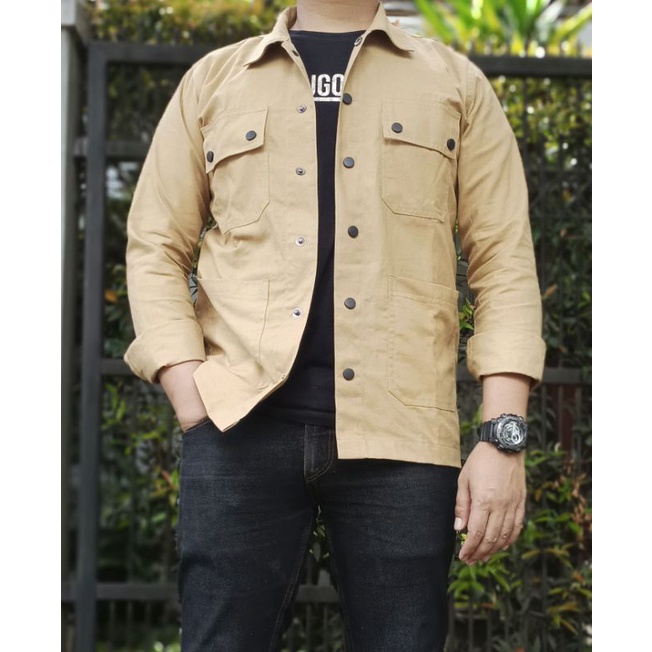 (COD) JAKET SEMI PARKA ELBOWS CREAM