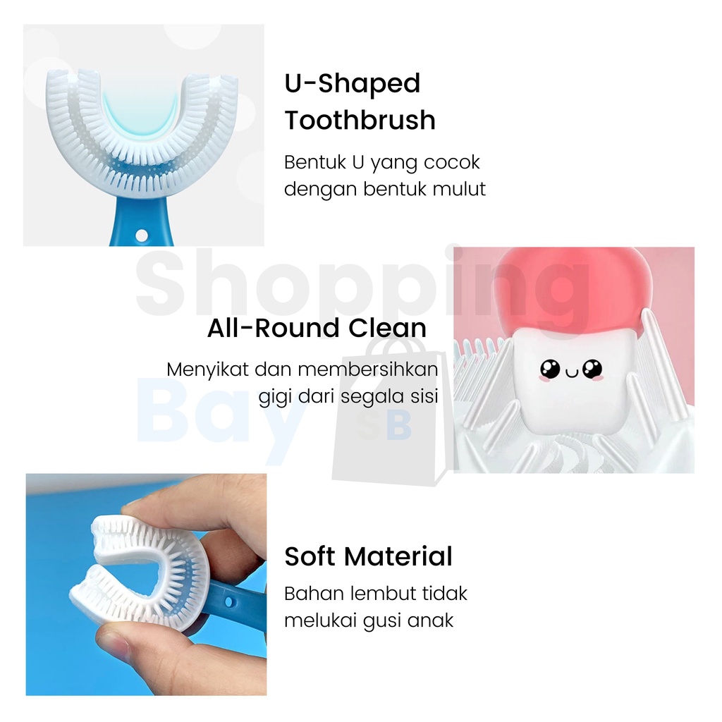 [SB] Sikat Gigi Anak Bentuk U Bahan Silikon / Sikat Gigi U Shape Anak / Sikat Gigi U Anak / Training Toothbrush