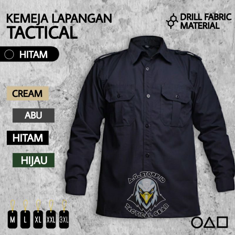 kemeja lapangan tactical pdl / pdh lengan panjang pdh hem atasan kemeja bahan drill