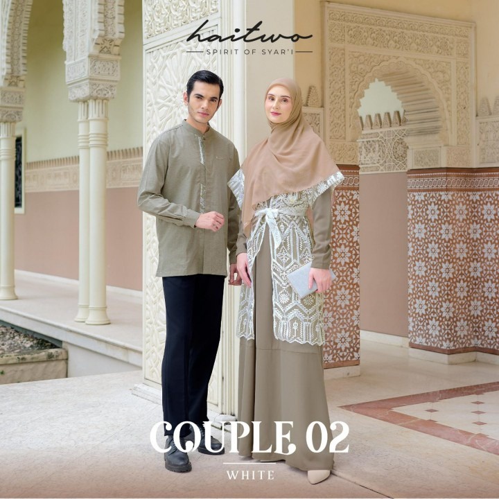 Haitwo Couple 002 Gamis SAUDAH  Sarimbit kapel Muslim Syari Terbaru