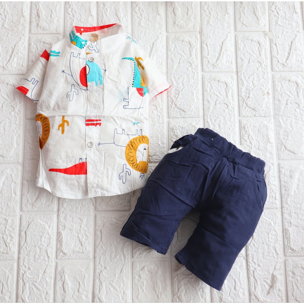 Setelan Kemeja IMPORT Baju  Celana Anak  Cowok  usia  6  bulan  