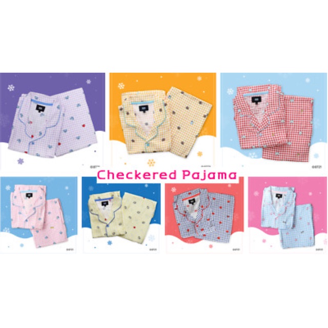 BT21 Hunt innerwear Checkered Pajamas Set / Baju Tidur BT21 Kotak Kotak