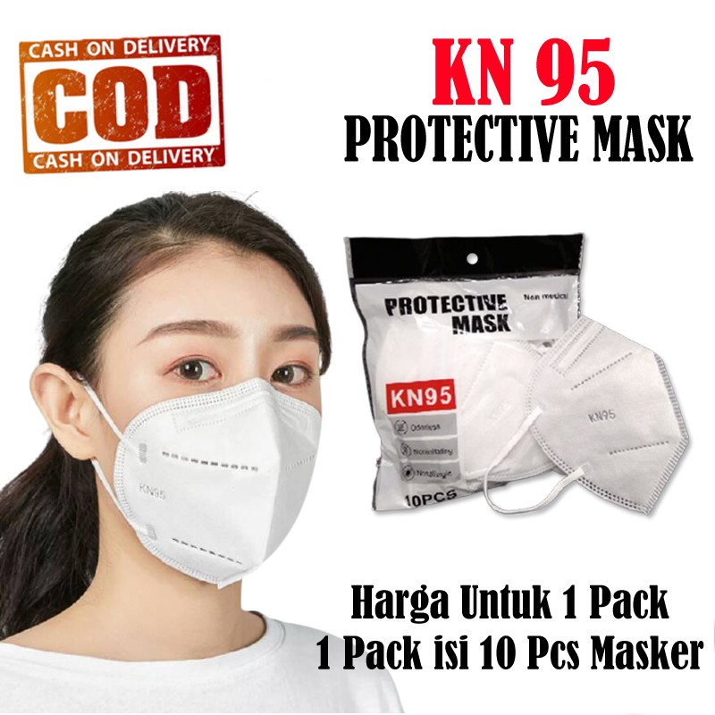 Masker N95 BFE 95% masker wajah 5ply Disposable Mask Kesehatan KN95 earloop 10PCS ORIGINAL Embossed