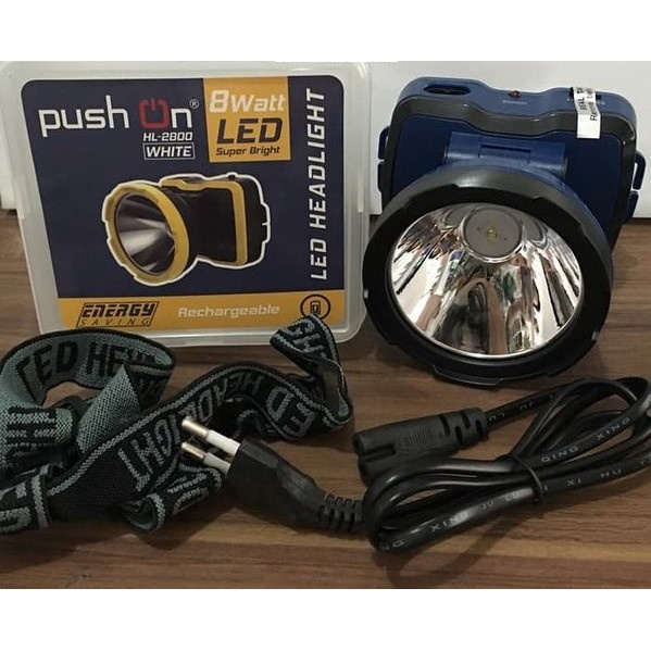 Headlamp Senter Kepala Push On HL 2800 8 Watt Nyala Putih Dan Kuning