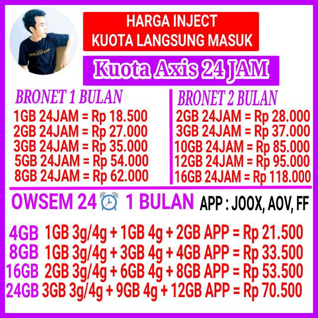 Kuota Axis Murah 1GB 2GB 3GB 5GB 8GB 16GB 24GB 25GB 50GB MINI BRONET OWSEM