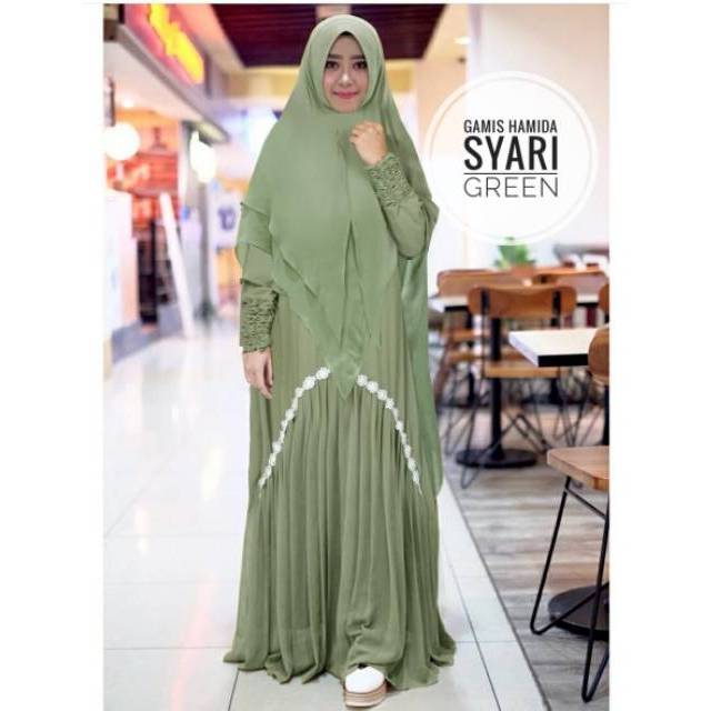 GAMIS HAMIDA SYAR'I BAHAN CERUTY PREMIUM LAPIS HYGET