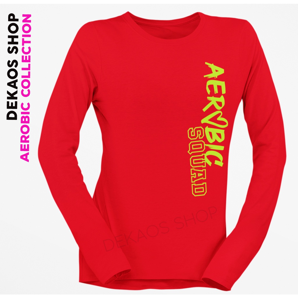 BAJU AEROBIC WANITA / KAOS AEROBIC WANITA / KAOS SENAM ZUMBA LENGAN PANJANG  / SETELAN ZUMBA / BAJU AEROBIC WANITA LENGAN PANJANG / KAOS AEROBIC SQUAD / BAJU SENAM WANITA / KAOS AEROBIC LENGAN PANJANG / KAOS AEROBIK WANITA / AEROBIC SQUAD / DEKAOS 1060LO-MERAH