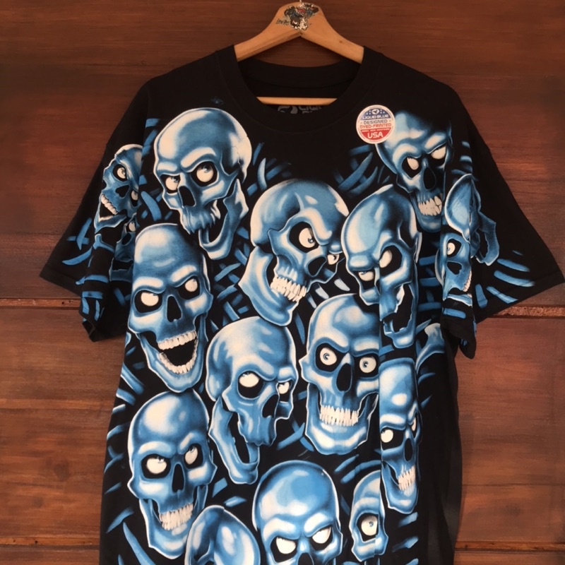 Tshirt Fantasy Skull Pile Blue All Over Print