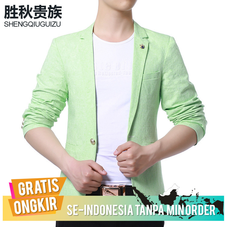 Rami Jas Pria Blazer Pria Slim Fit Kasual Tren Korea Kecil Slim Fitting Cotton