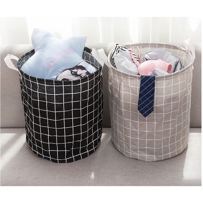 KERANJANG LAUNDRY BULAT Keranjang Baju Laundry Pakaian Kotor Lipat Canvas Laundry Bag Multifungsi Basket Storage Bag