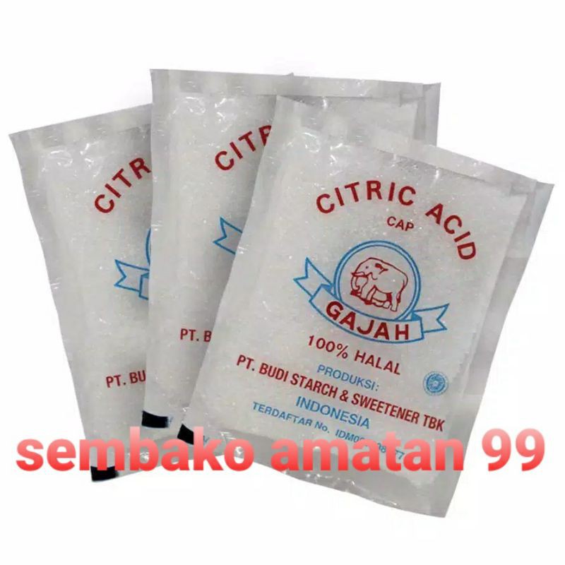 Asam Sitrat Citric Acid Cap gajah 50Gr / Asam Sitrun / Citrun