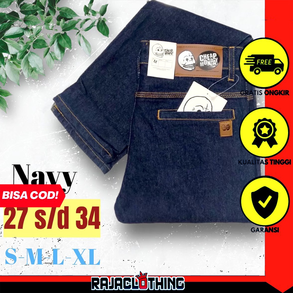 RCL - Celana Jeans Navy Panjang Pria Slim Fit Saku Bobok Denim S.M.L.XL 27 s/d 34 Big Size Saku Bobok
