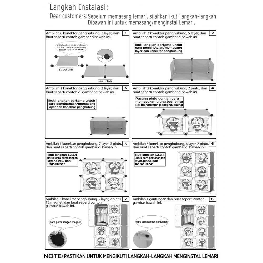 Lemari Plastik 8 Pintu /Rak Baju /Lemari Portable Serba /lemari karakter/ lemari 3D