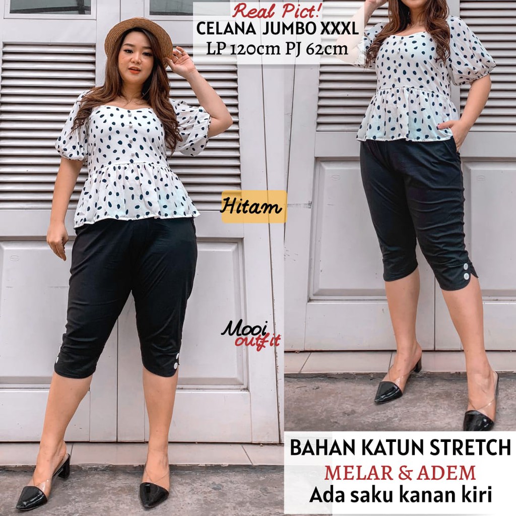 Celana Pendek Jumbo Xxxl Katun Stretch Melar Celana Santai Jumbo Celana Pendek Big Size Wanita Murah