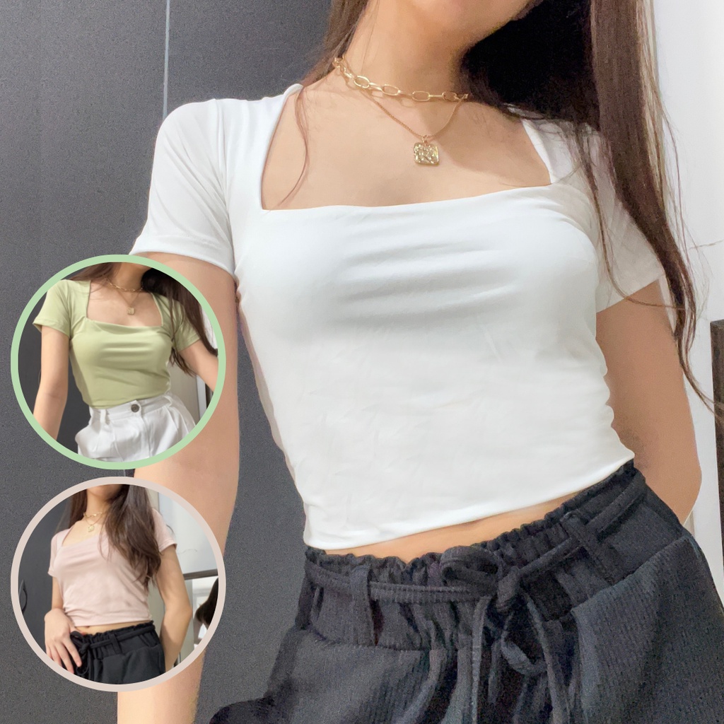 Square Neck Top / Tank Top Korea / Tanktop Kotak / Atasan Korea / Atasan Crop / Kamisol tanktop / Camisole Tanktop / Crop Tee 2 Layer Jersey Double Layer / Crop Top / Tengtop Korea / Tangtop Korea