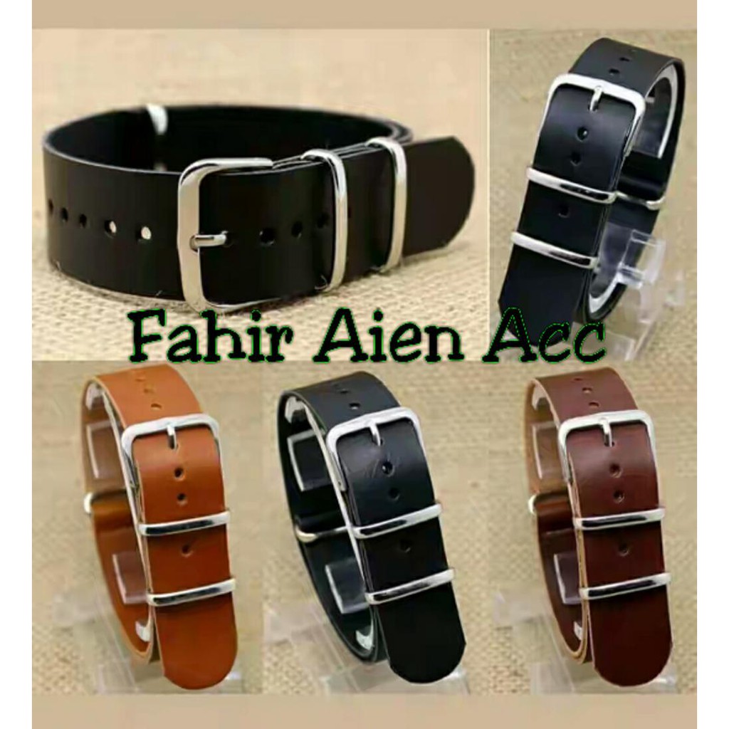 Strap Tali Jam Tangan Kulit NATO ZULU 22mm Leather Strap NATO ZULU 22mm Tali Jam NATO ZULU
