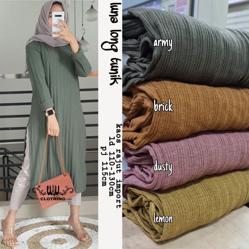 12/06 Lengkap • LUNA LONG TUNIK • Kaos Rajut -w&w-