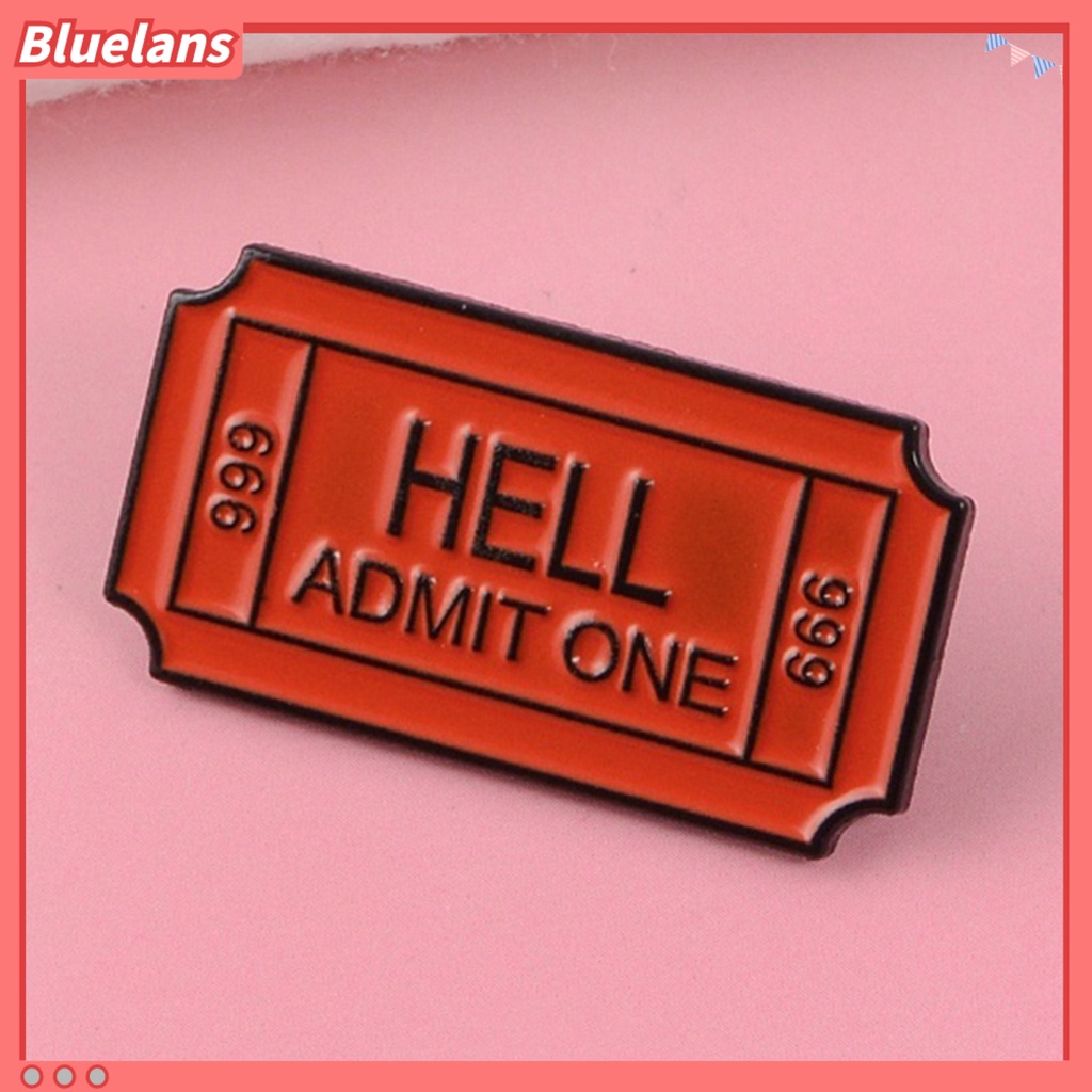 Bluelans Brooch Pin English Letter Clothes Decor Alloy English Letter Hell Admit One Badges Metal Brooch