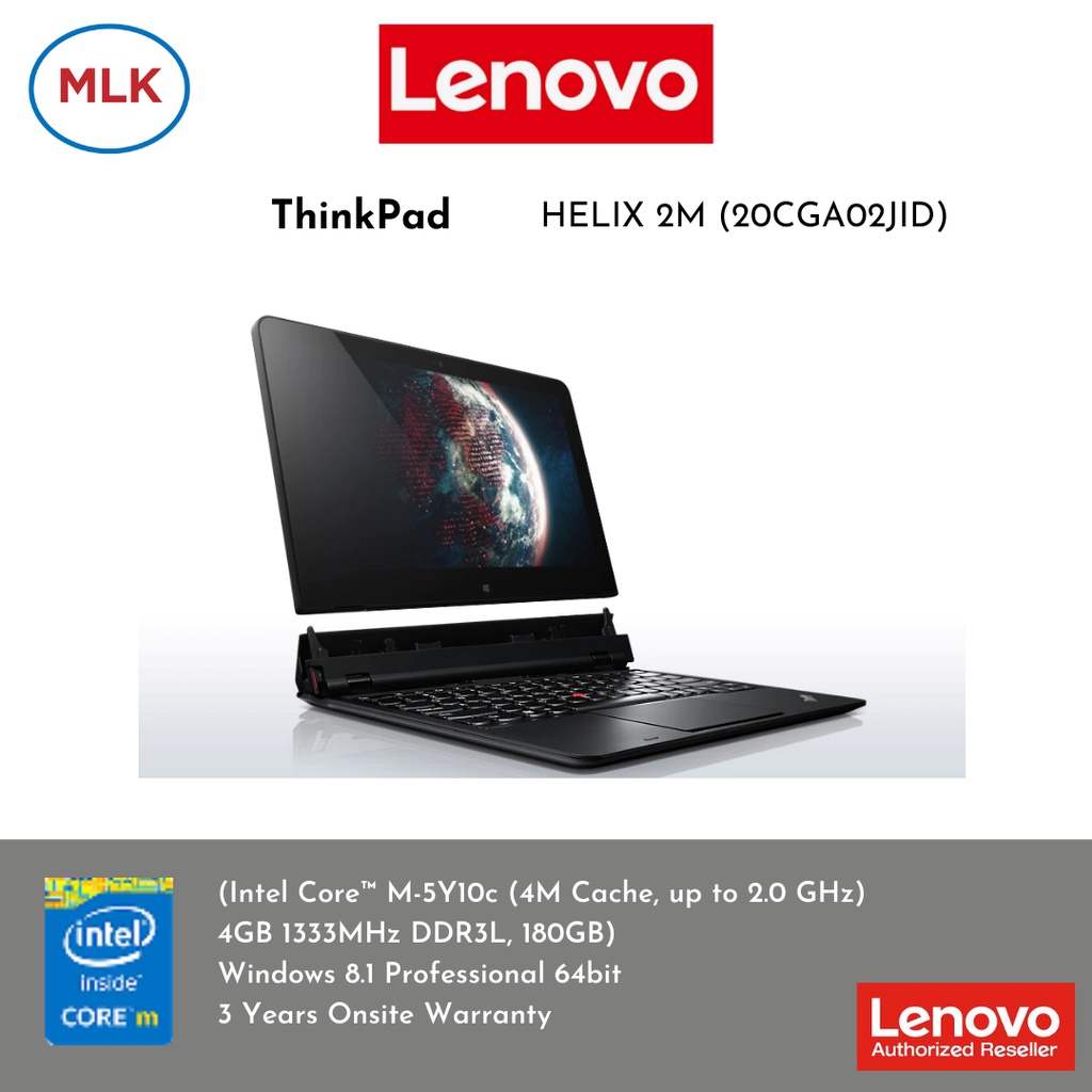 NB Thinkpad HELIX 2M (20CGA02JID)/Intel Core M-5Y10c /4GB/180GB mSATA SSD/Touchscreen/ Windows 8.1 P