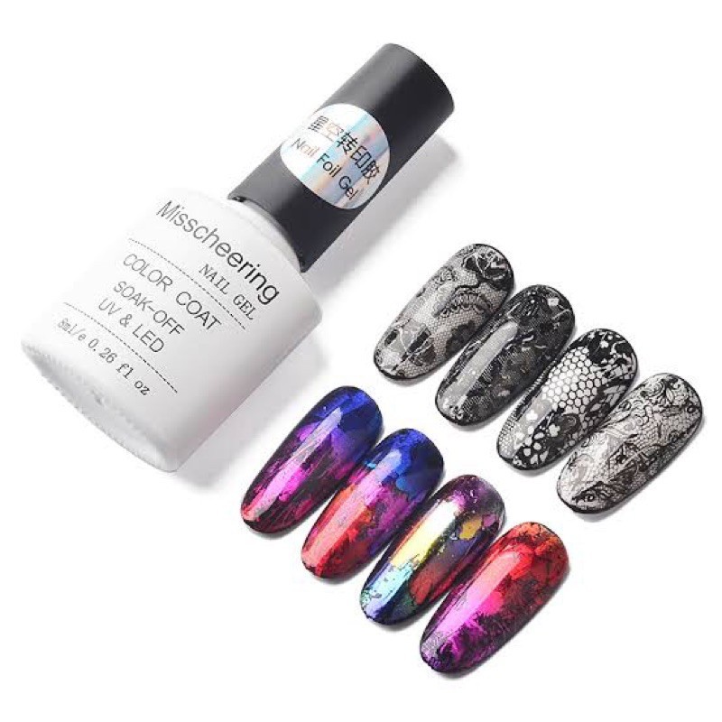 TRANSFER FOIL GEL POLISH MISCHEERING KUTEK GEL LEM FOIL KOREAN GLASS