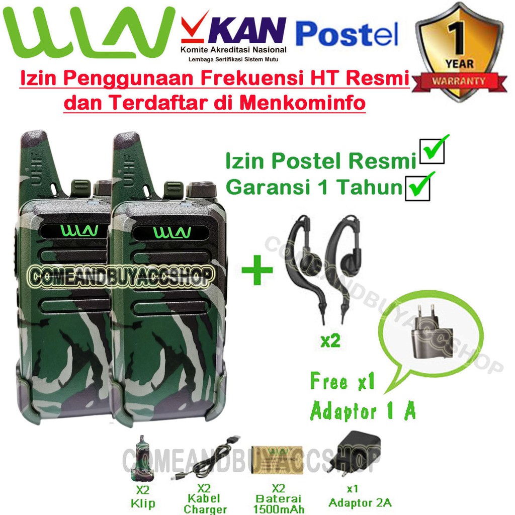 Paket Standart Walkie Talkie WLN Two-Way Radio-LORENG(Isi2pcs)Nondeks