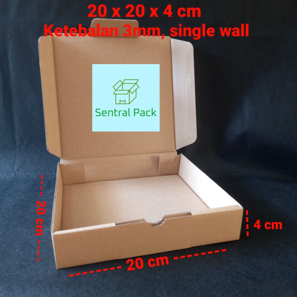 

Harga tertera untuk 5pc. Kardus die cut uk 20 x 20 x 4 cm / karton box / kardus kemasan / kardus kue