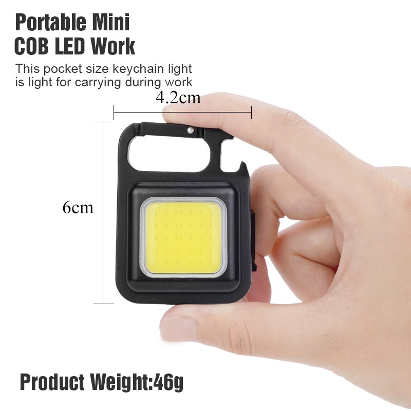 Lampu Senter LED Mini Portable 3 Mode Rechargeable Dengan Gantungan Kunci + Pembuka Botol