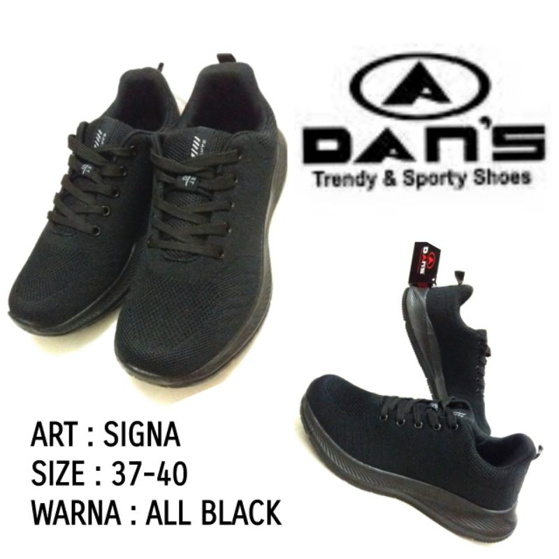 SEPATU SEKOLAH UNISEX COWOK CEWEK ALL BLACK TALI TERBARU DANS SIGNA SIZE 37-40 TERBARU HARGA MURAH