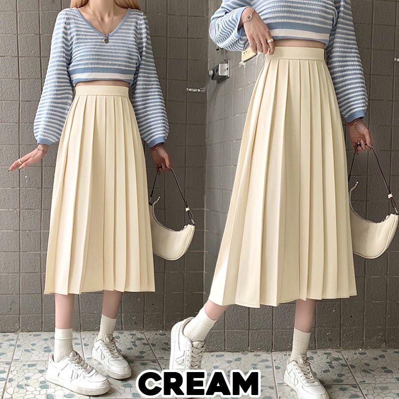 long skirt pleated