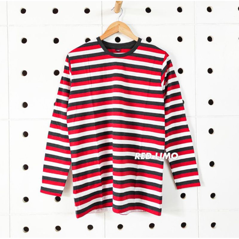 Kaos stripe 3 warna lengan panjang