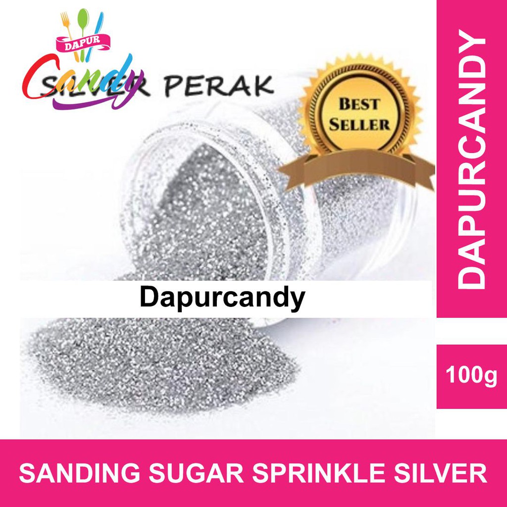 

DapurCandy - SANDING SUGAR SILVER PERAK 100GR SPRINKLES EDIBLE SPRINKLE
