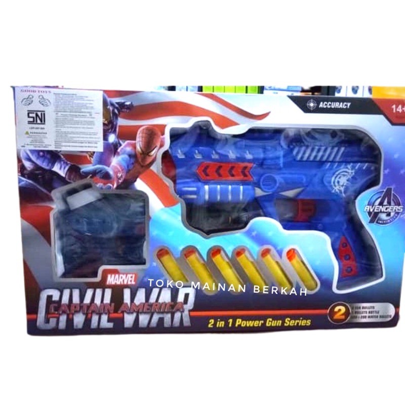 MAINAN CIVIL WAR CAPTAIN AMERICA | MAINAN PISTOL NERF CAPTAIN AMERICA