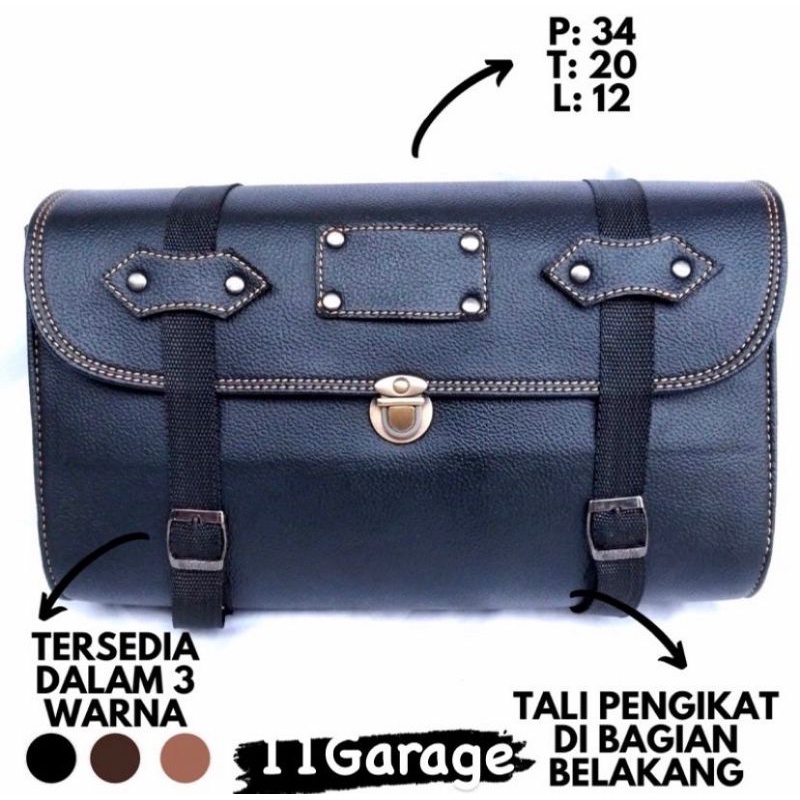 tas motor klasik jumbo side bag box samping belakang vespa japstyle c70 universal custom kulit