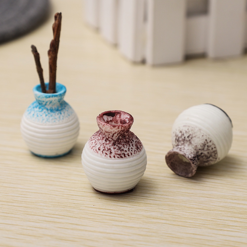 Miniatur Vas Bunga Kering Bahan Resin Untuk Dekorasi Taman Rumah Boneka