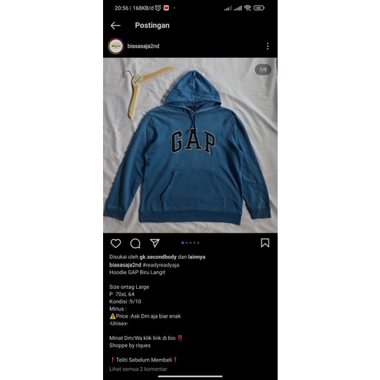 hoodie gap biru second