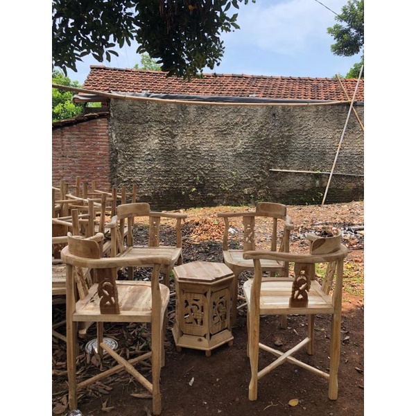 KURSI MEJA TERAS KAYU JATI JEPARA SET KURSI TERAS MODEL BARU KURSI TERAS ANGGUR JATI JEPARA