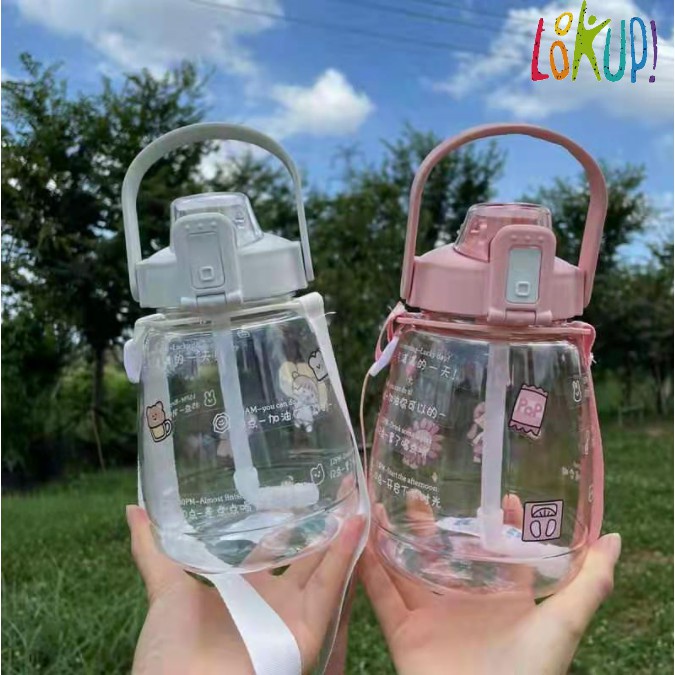 Botol Minum Anak Big Belly Children's Cup Bottle + Handle + Stiker 1100ml /  H-487-1