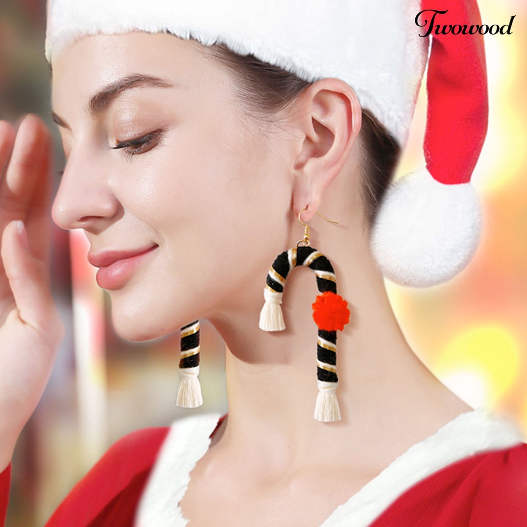 1 Pasang Anting Rumbai Desain Santa Claus Natal Gaya Bohemia Untuk Hadiah