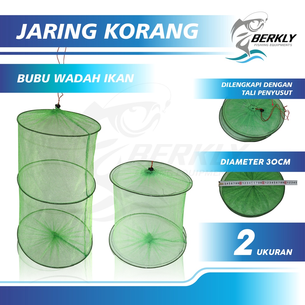 BERKLY Jaring Korang Wadah ikan 2 & 3 Layer tempat Ikan bubu bulat Perangkap Ikan Jebakan Ikan Udang