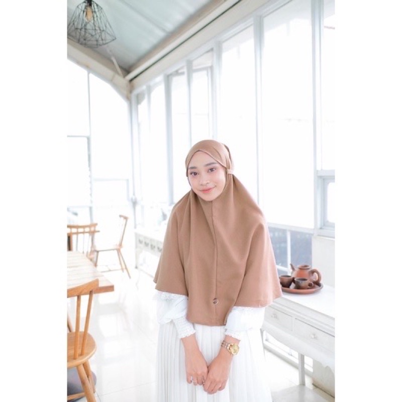 Sovva Label - Bergo Maryam Hijab Instan Tali Bahan Premium Lady Zara-Zara Mocca