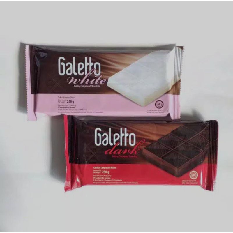 Galetto Coklat / Cokelat Batang Dark dan White 250 gram Cokelat Compound Hitam