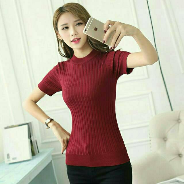 Daleman rajut inner Topline Sweater Rajut Wanita tangan Pendek