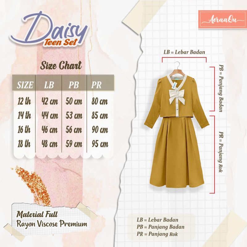 DAISY TEEN SET set by Aeraaqu setelan daisy set untuk anak usia 10 tahun sampai dewasa nabLfashion polty aeraaqu