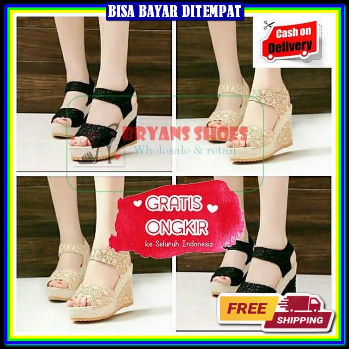 Sandal Wanita Wedges Terbaru 2022 Model Carvil Bahan Kalep Size Bf616 Mc 20 Bunga/ Murah/ Weges Abbu