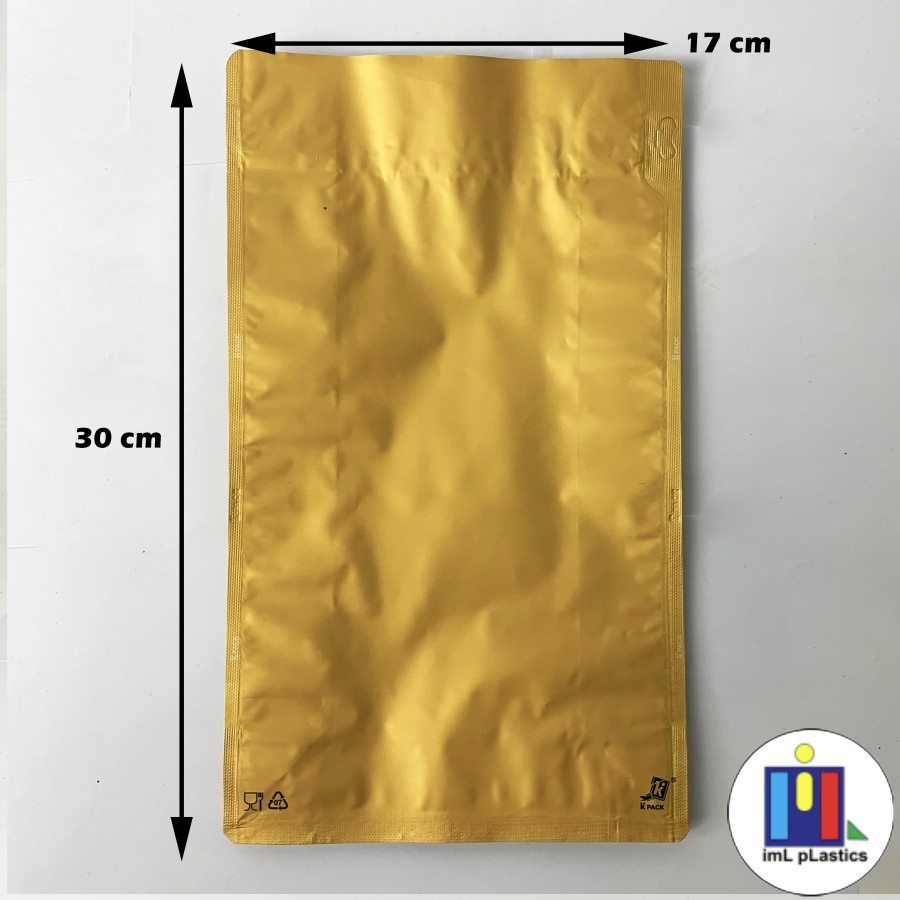 K pack Standing Flat Bottom Gold Super Aluminium Foil 2000gr - per pcs