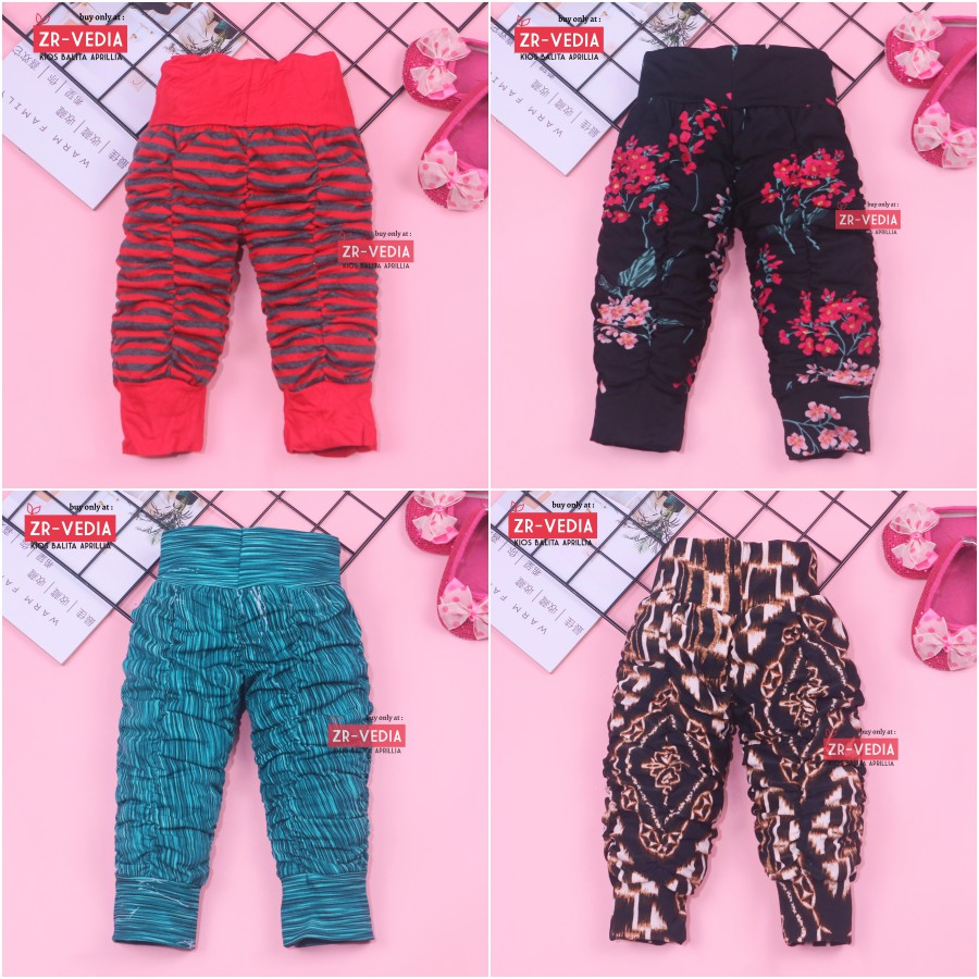 Legging Kerut Motif 3-12 Bulan / Celana Bayi Anak Perempuan Leging Panjang Ketat Murah Adem Motif