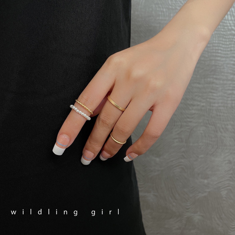 Pearl Set Ring Accessories Korea Fashion Personality Simple Temperament