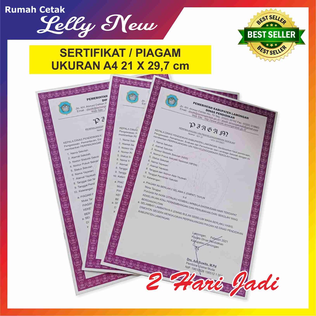 

SERTIFIKAT / PIAGAM MURAH