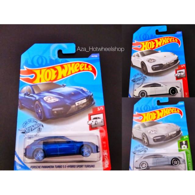 Hotwheels Porsche Panamera Turbo S E-Hybrid Sport Turismo Abu Putih Biru HW Hotwheels Basic Reguler