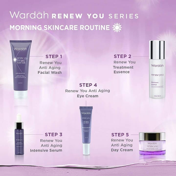 Wardah Renew You Series Anti Aging Anti keriput Day Night Cream Facial Wash Serum BPOM (VH)